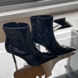 Zara black patent booties size 38